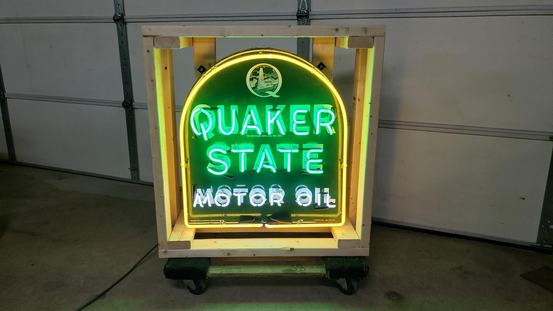Quaker State Oil Original Tin Neon Sign