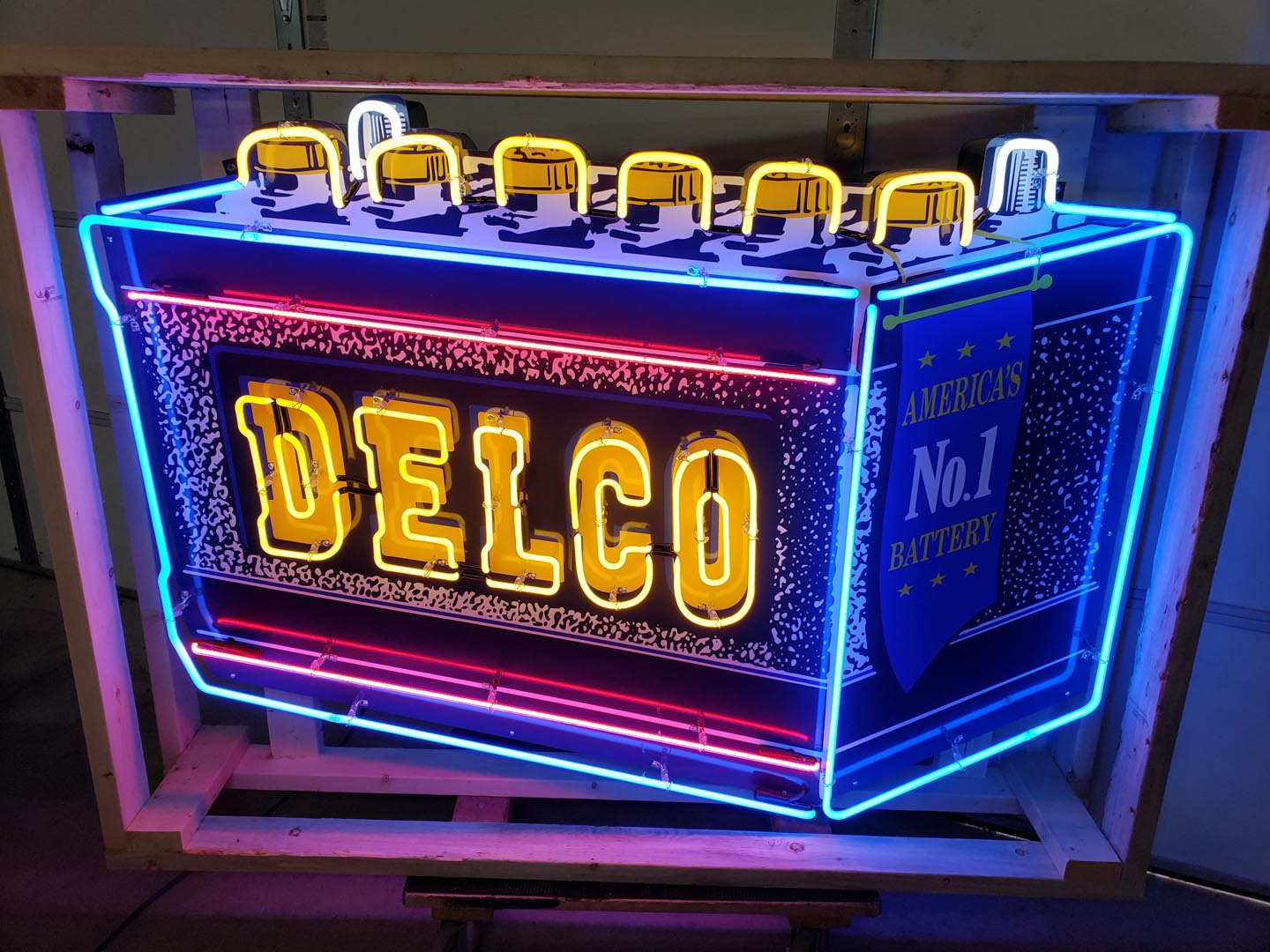 Delco Battery Custom Tin Neon Sign