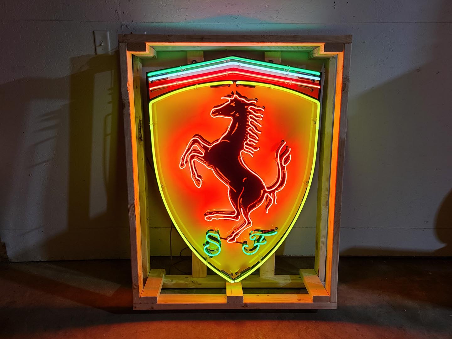 Ferrari Prancing Horse Shield Custom Tin Neon Sign