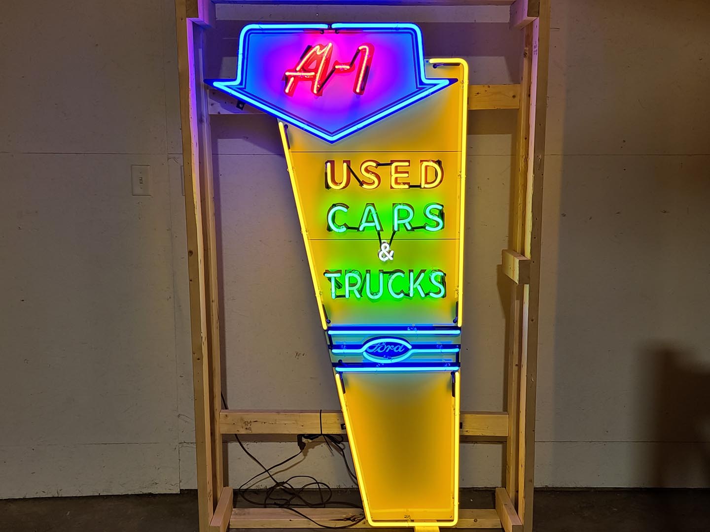 Ford A-1 Used Cars Custom Tin Neon Sign