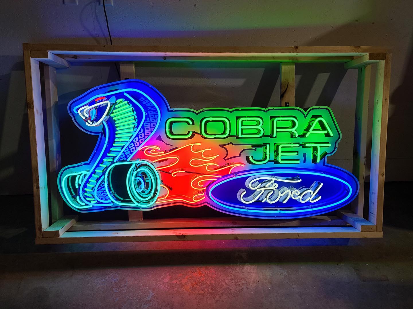 Ford Cobra Jet Custom Animated Tin Neon Sign