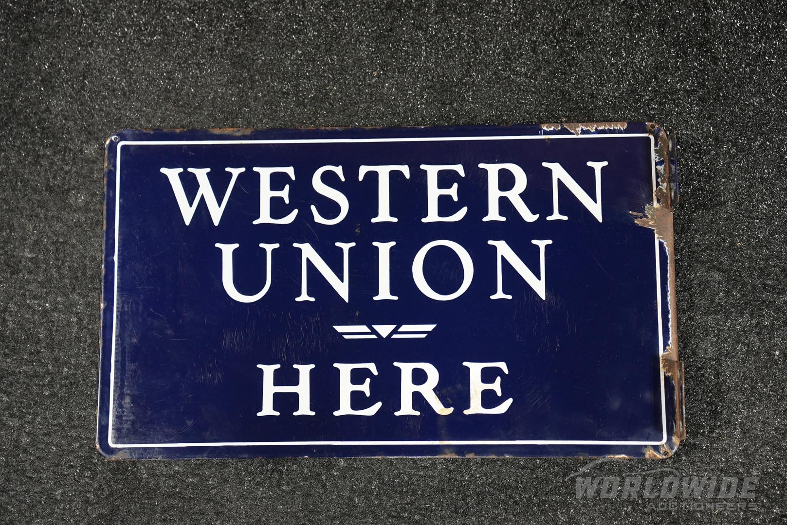 Western Union Double-Sided Enamel Flange Sign