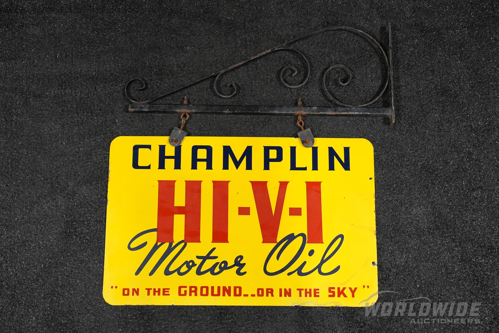  Champlin HI-V-I Motor Oil Doub le-Sided Porcelain Sign with Hanger 