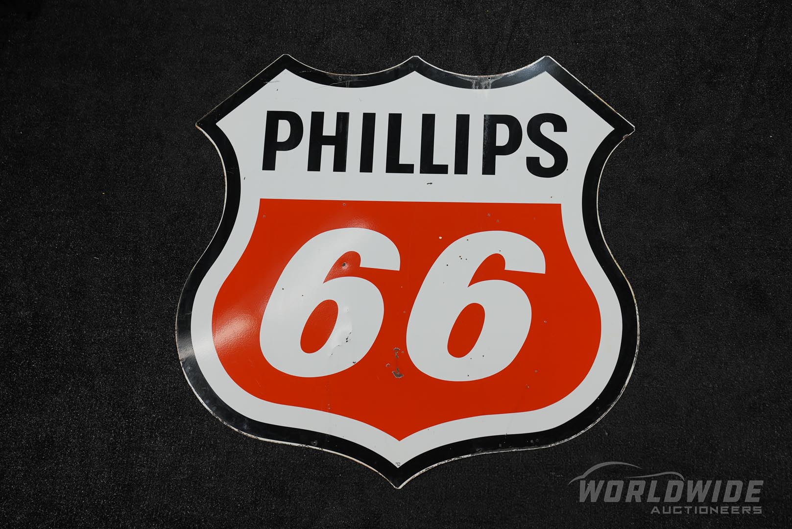  Large Phillips 66 Shield Doubl e-Sided Porcelain Sign 
