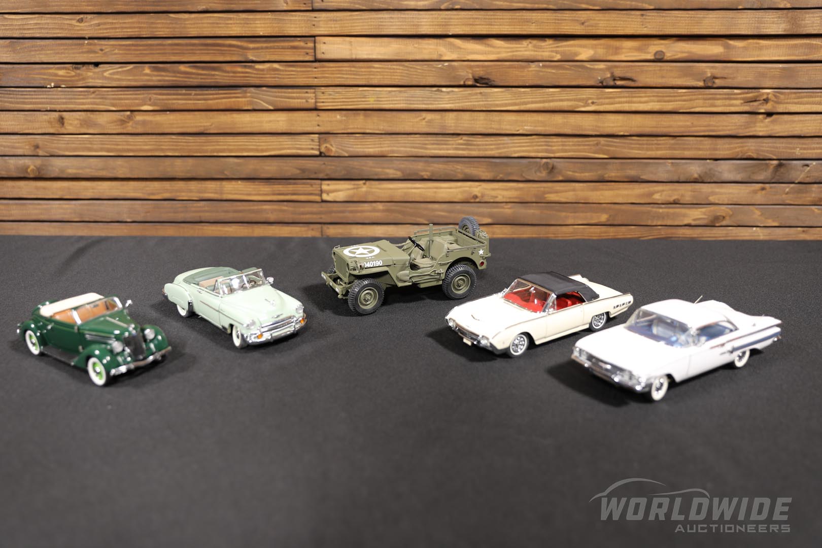 Collection of Five Quality Die-Cast Automobile Models from Franklin Mint and Danbury Mint