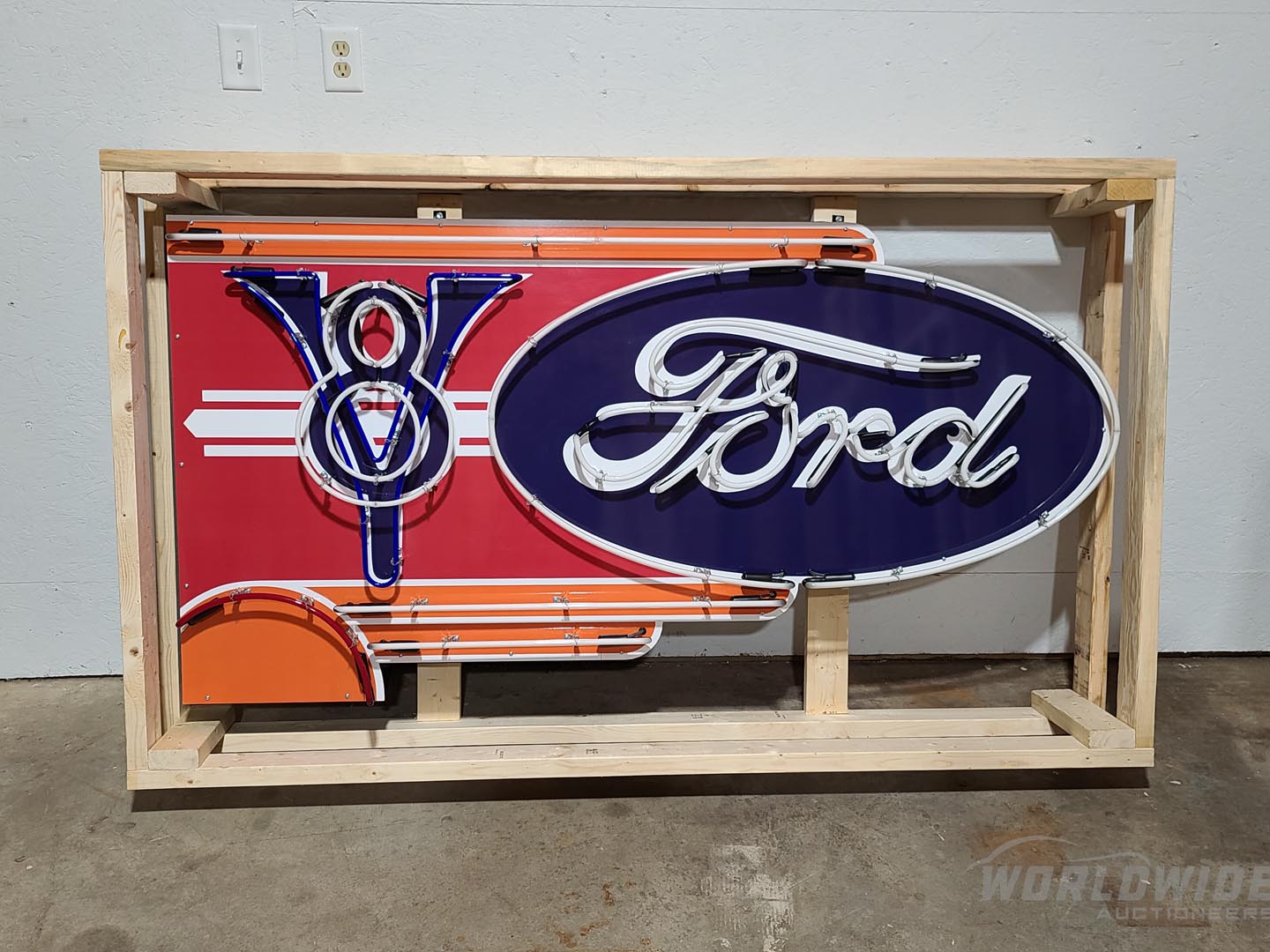 Custom Animated Ford V8 Art-Deco Style Neon Sign
