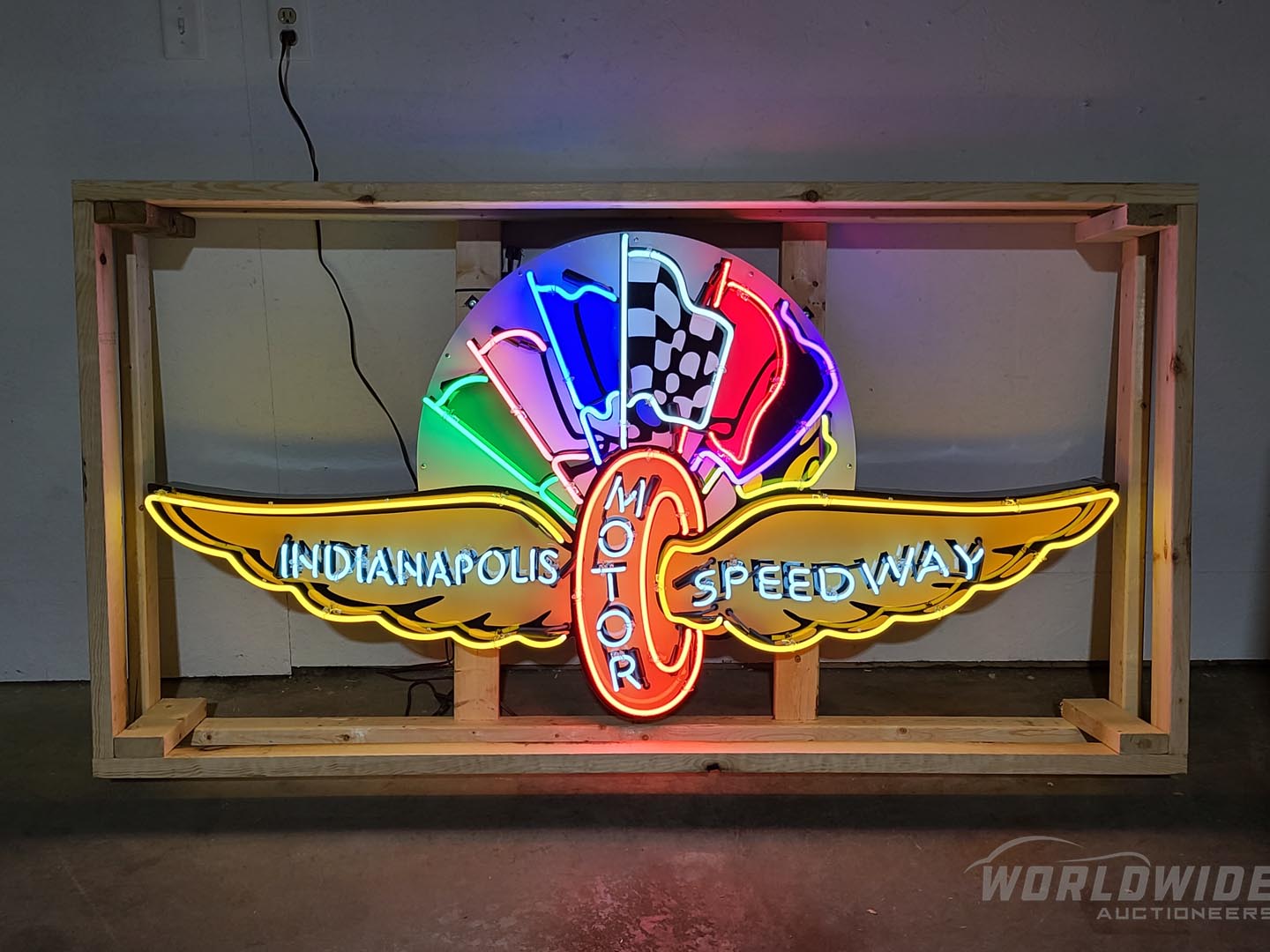  Custom Indianapolis Motor Spee dway Winged Wheel Neon Sign 
