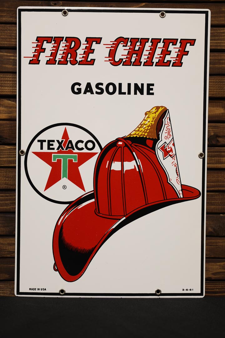  Original Texaco Fire Chief Ena mel Pump Plate 