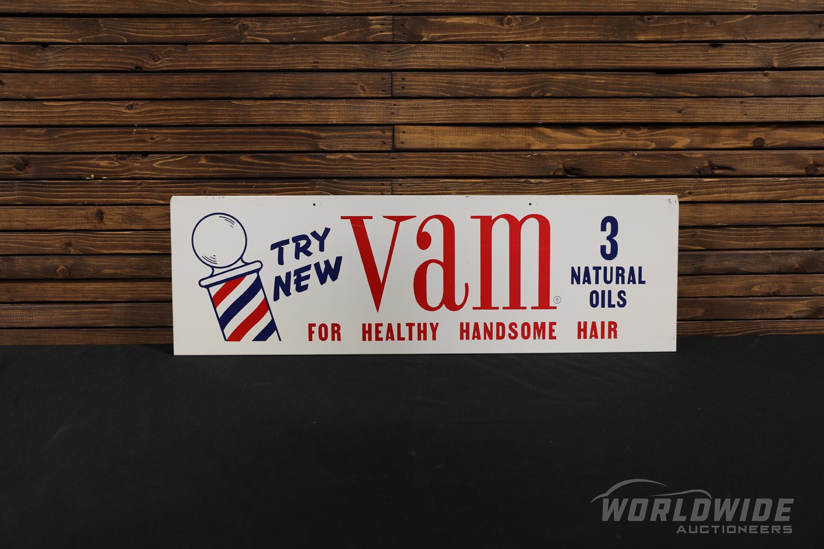  1950s Original Vam Hair Oil Ba rber Shop Sign 