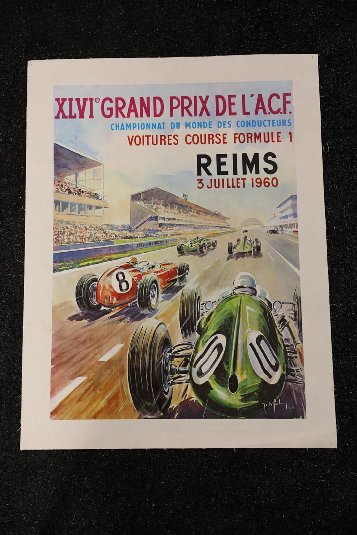 Original 1960 XVLIe Grand Prix De L'A.C.F. Reims Race Poster by Jean Des Gachons