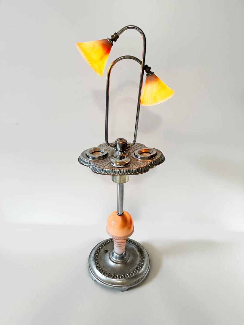 Vintage Art-Deco Style Lamp Stand with Smoking Set