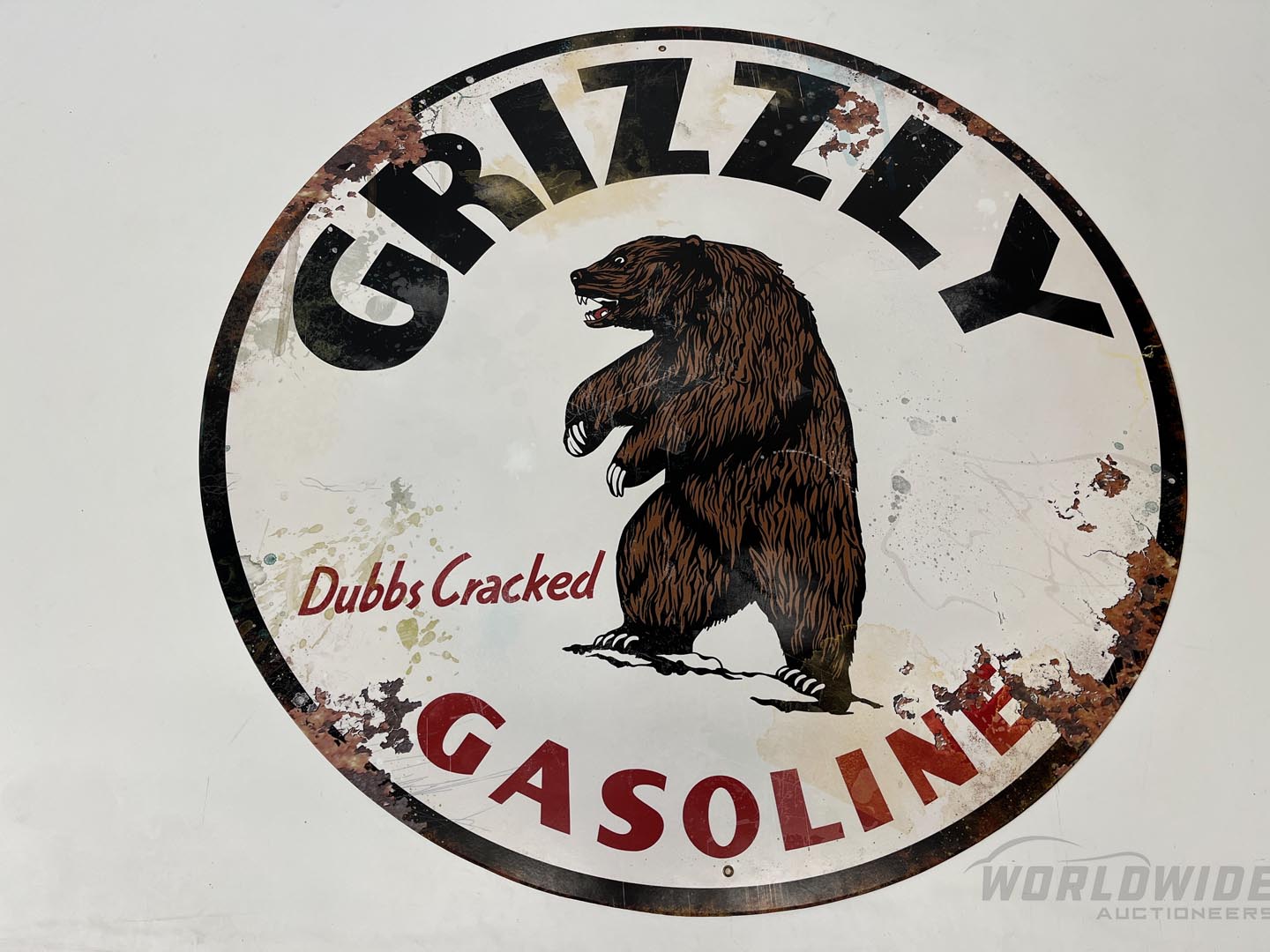 Grizzly Gasoline Single-Sided Steel Sign - Reproduction