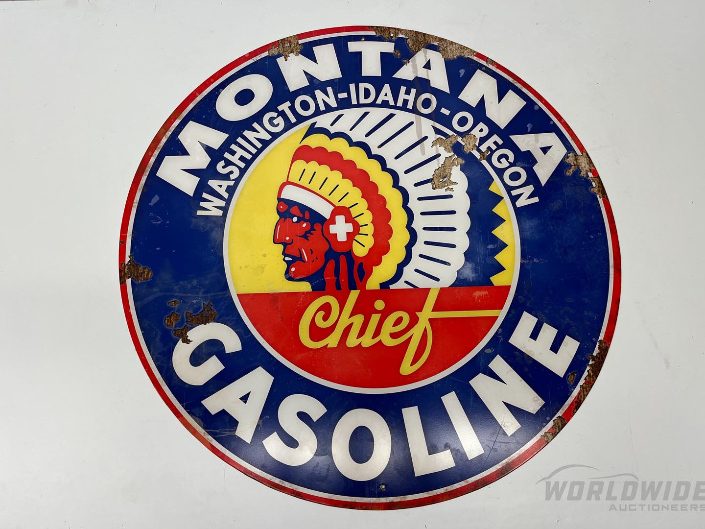 Montana Chief Gasoline Single- Sided Steel Sign - Reproduction 