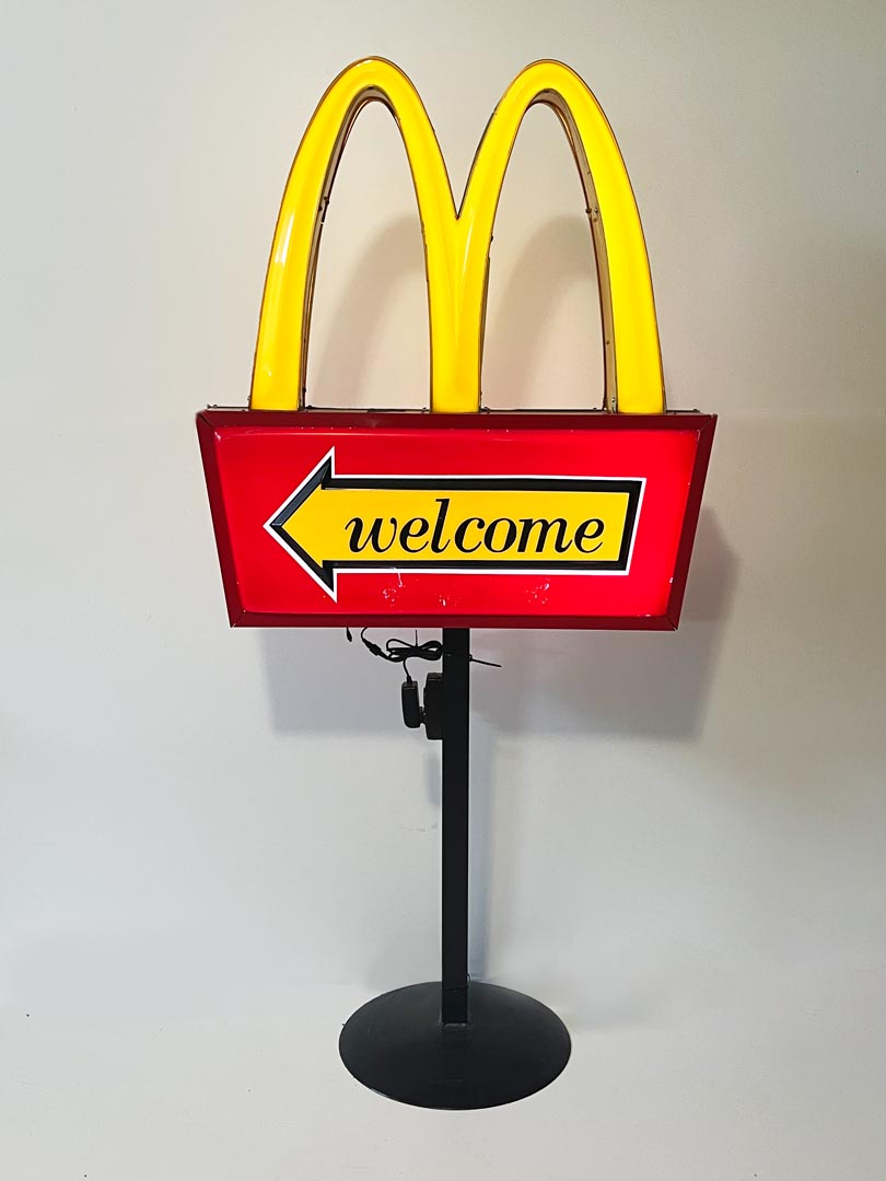  Original McDonald's Drive-Thru  Double-Sided Lighted Sign on Pedestal 
