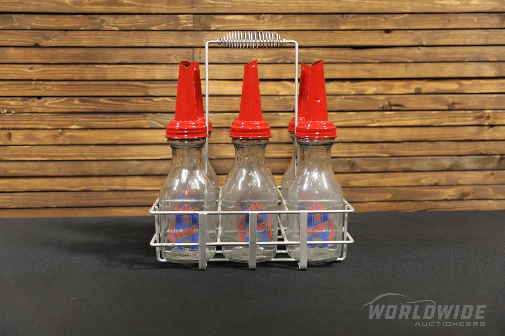 Six Oil Bottles with Carrying Rack