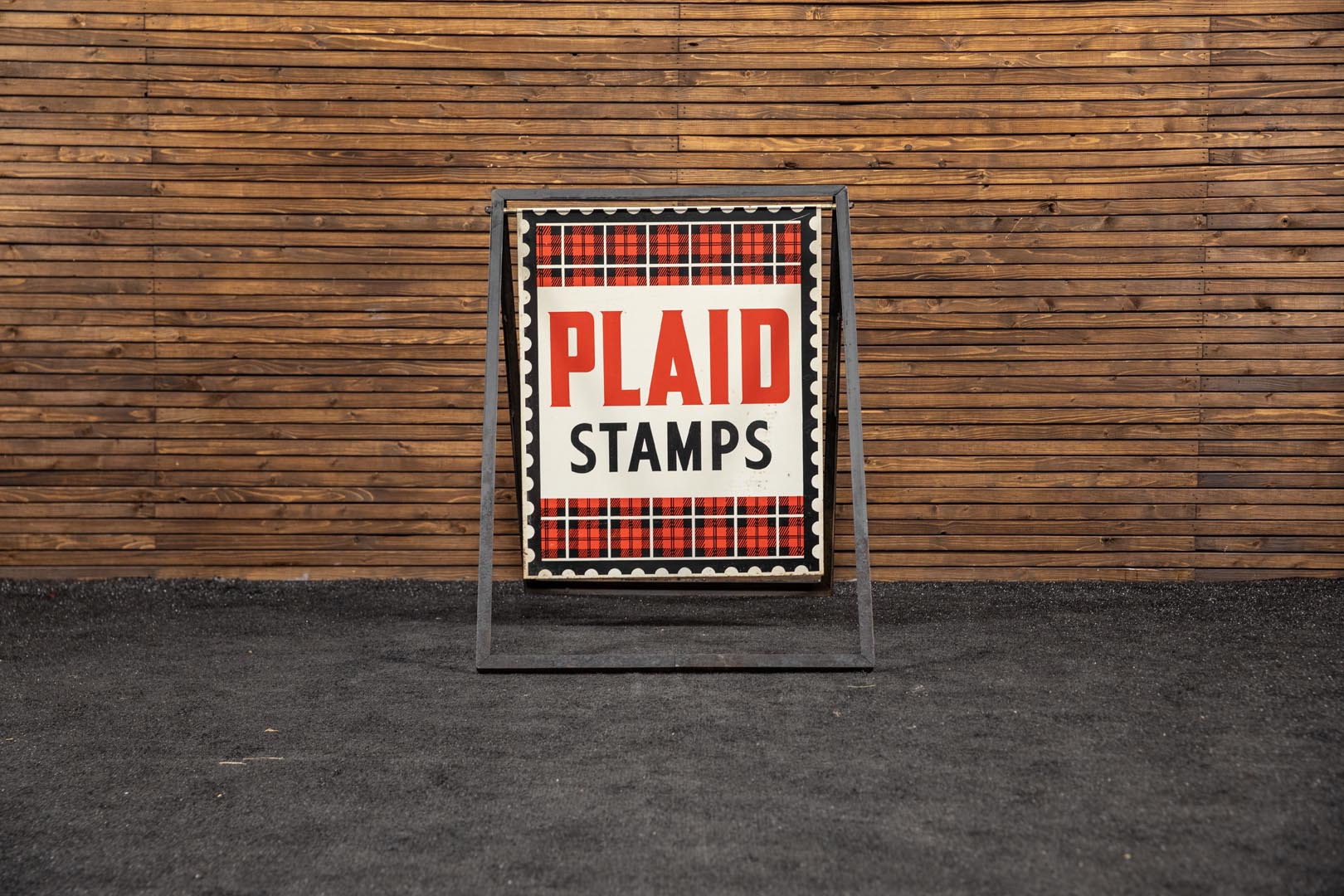 Plaid Stamps Double-Sided Enamel Sidewalk Sign