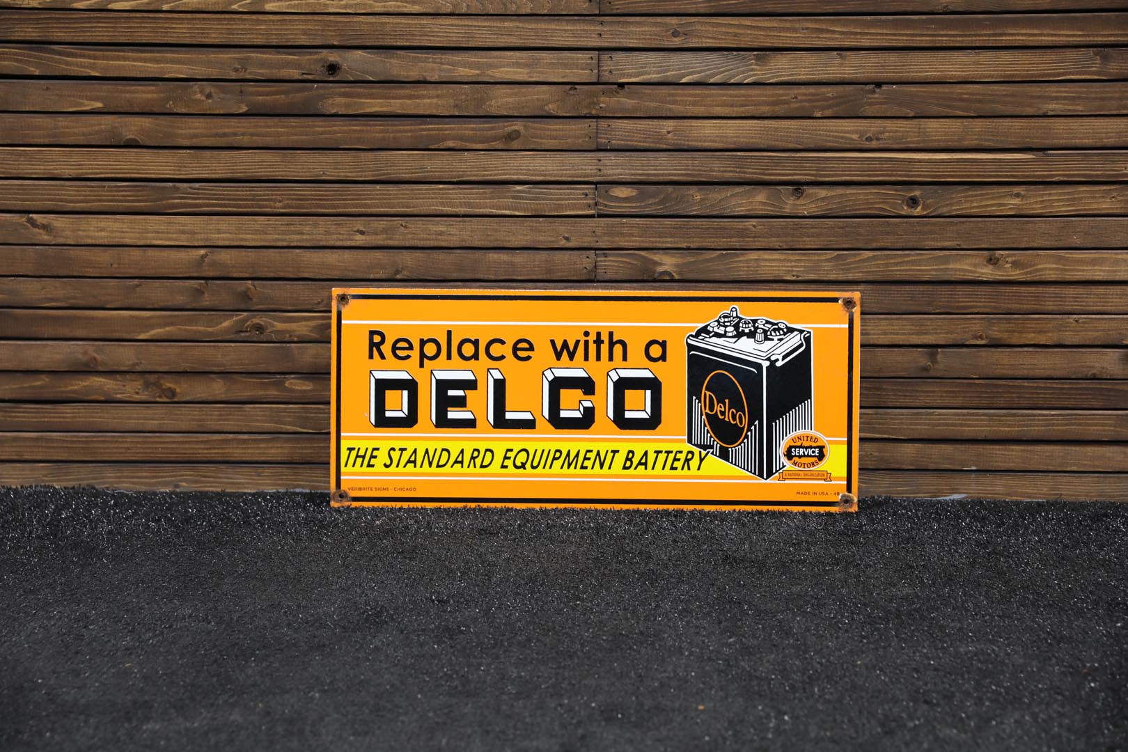  Delco Battery Single-Sided Por celain Sign 