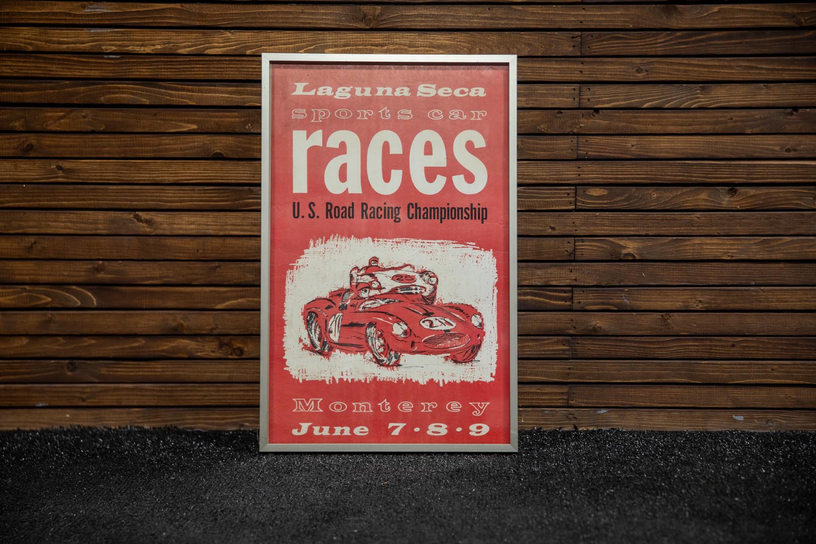 1963 Laguna Seca Sports Car Races Official Event Poster - Framed