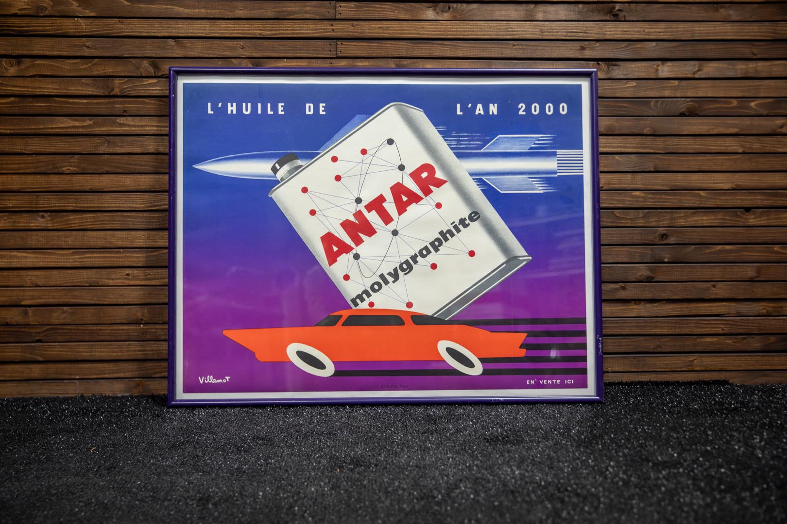 Antar Molygraphite French Oil Advertising Poster - Framed