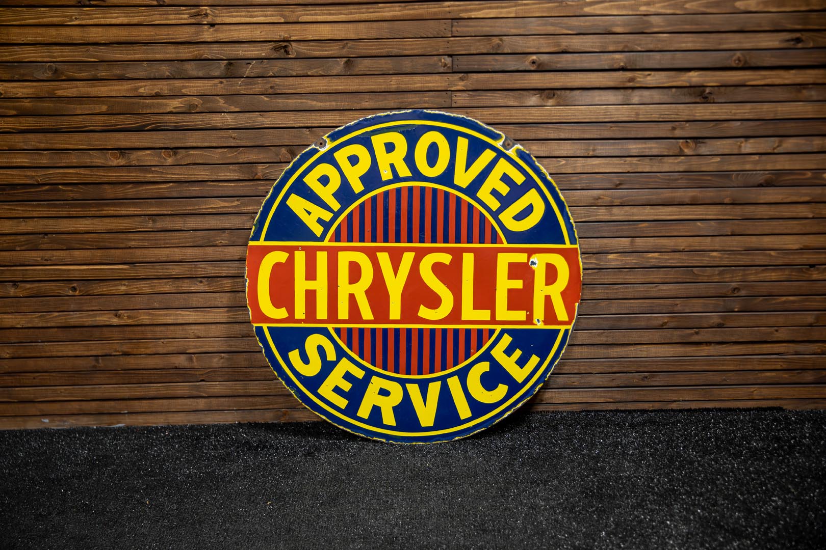 Chrysler Approved Service Double-Sided Porcelain Sign