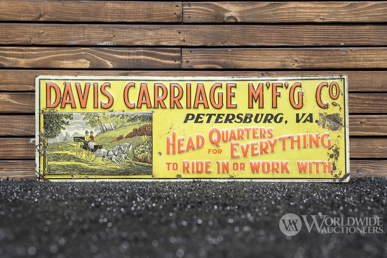 1890s Davis Carriage M'F'G Co. Embossed Tin Sign