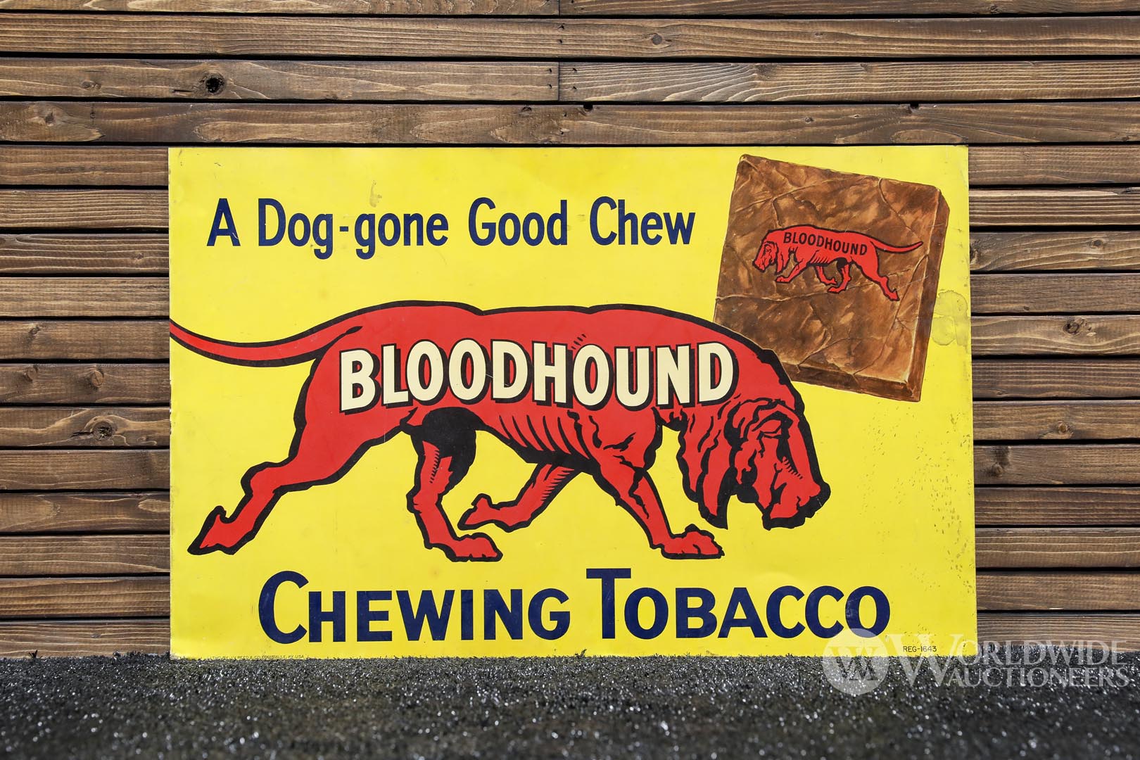 Early 1950s Bloodhound Chewing Tobacco Tin Sign