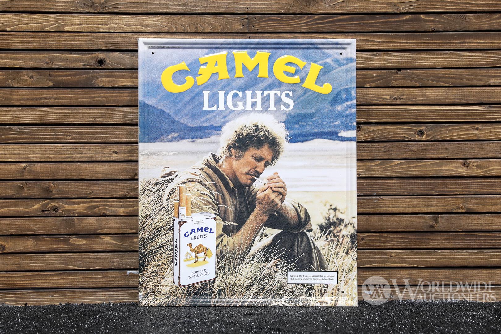 1980s Camel Lights Cigarette Embossed Tin Sign 