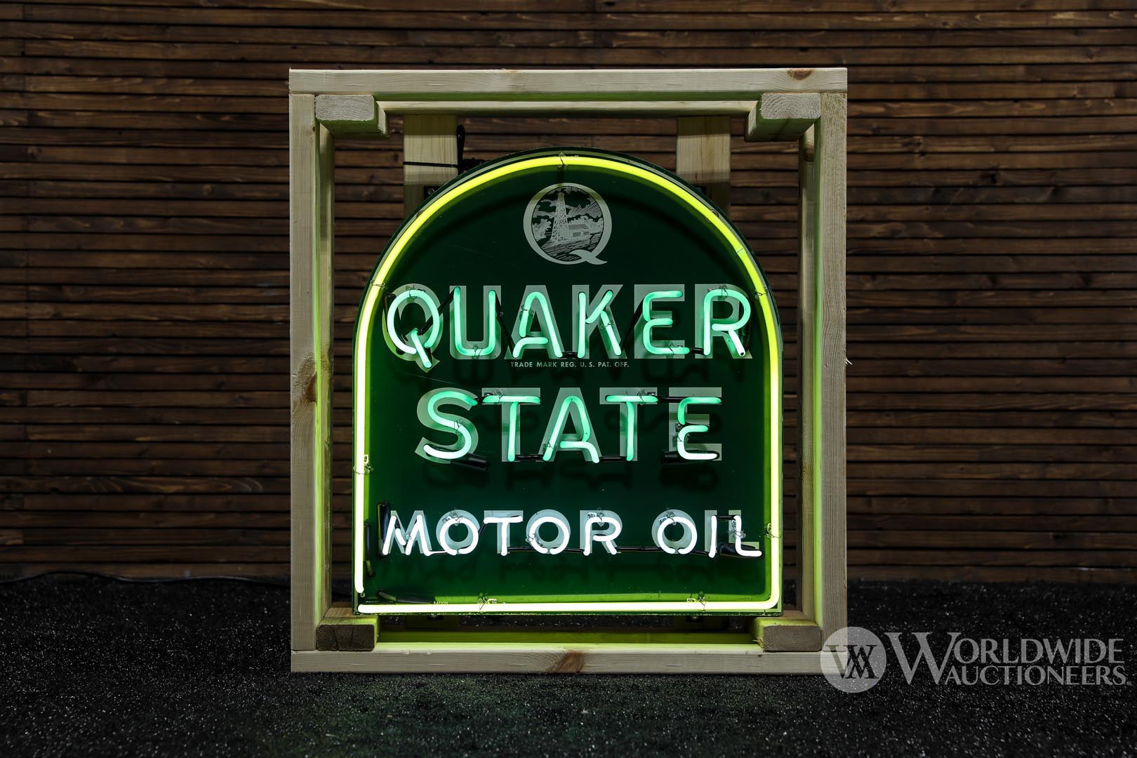 1960s Quaker State Motor Oil Tombstone Neon Sign