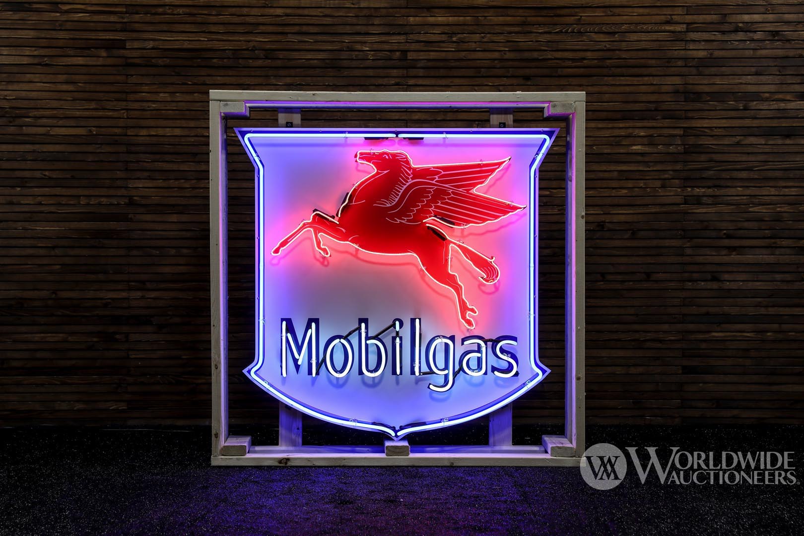 Mobil Gas Pegasus Shield Neon Sign