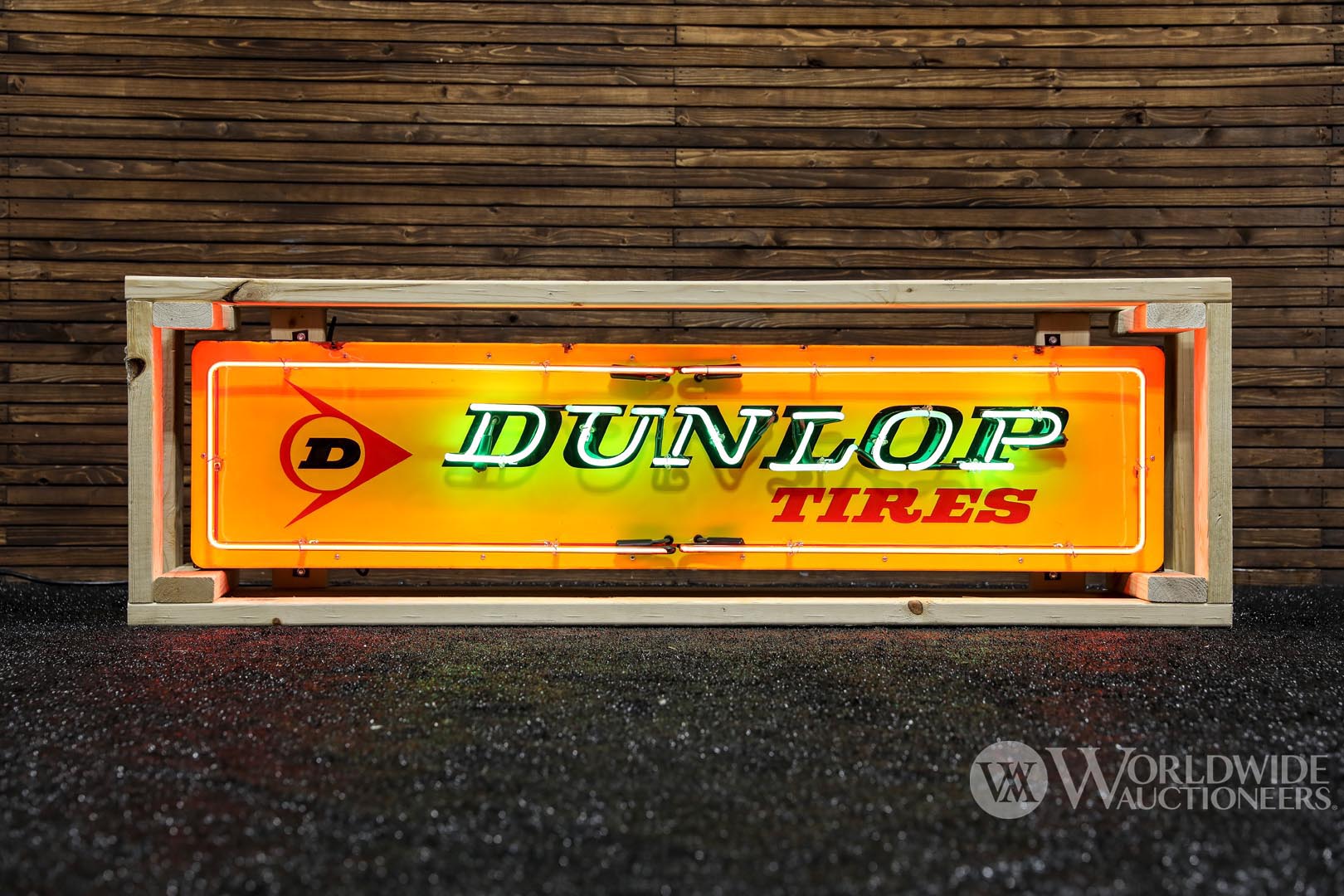 1960s Dunlop Tires Tin Neon Sign