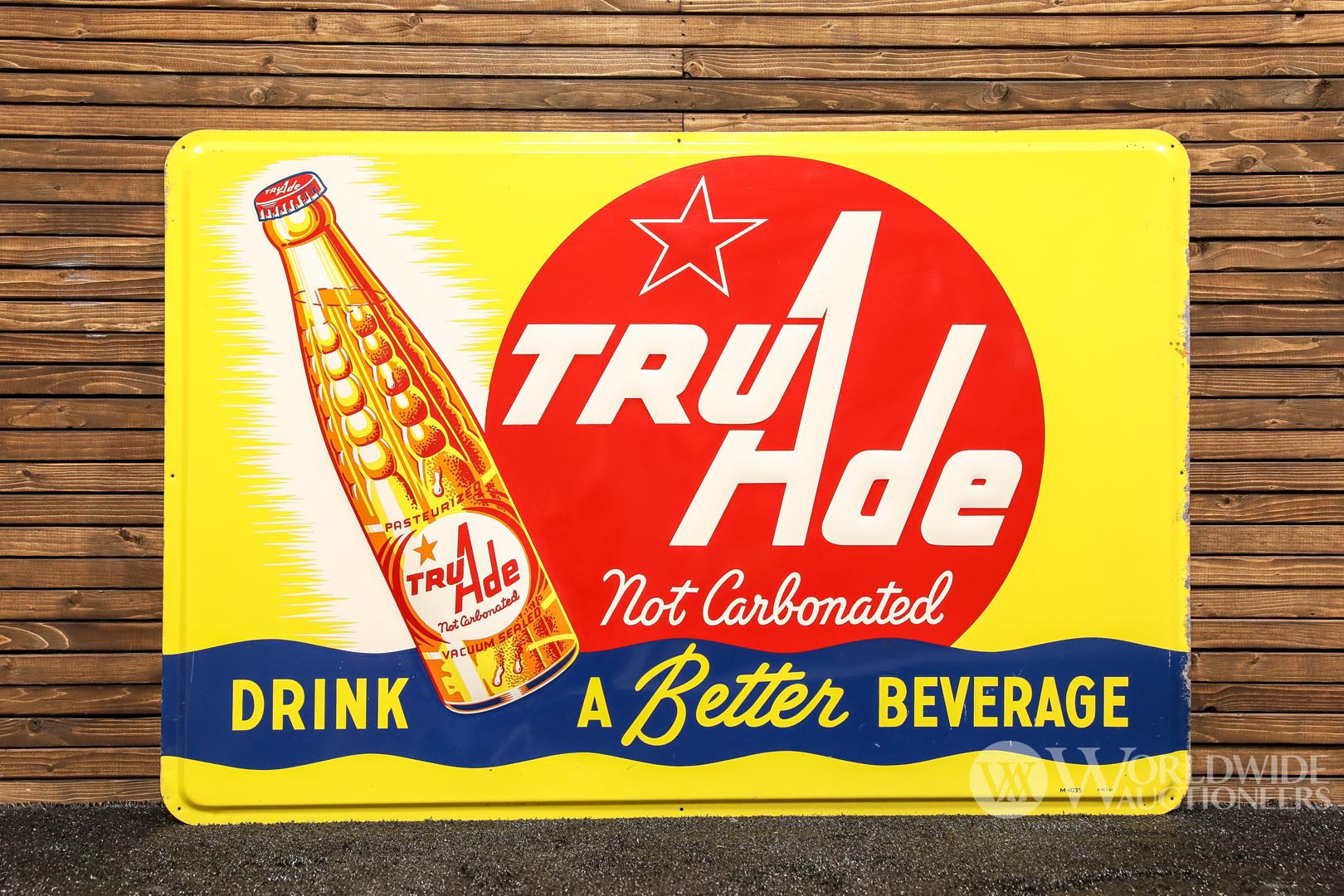 1950s Tru-Ade Soda Bottle Tin Sign