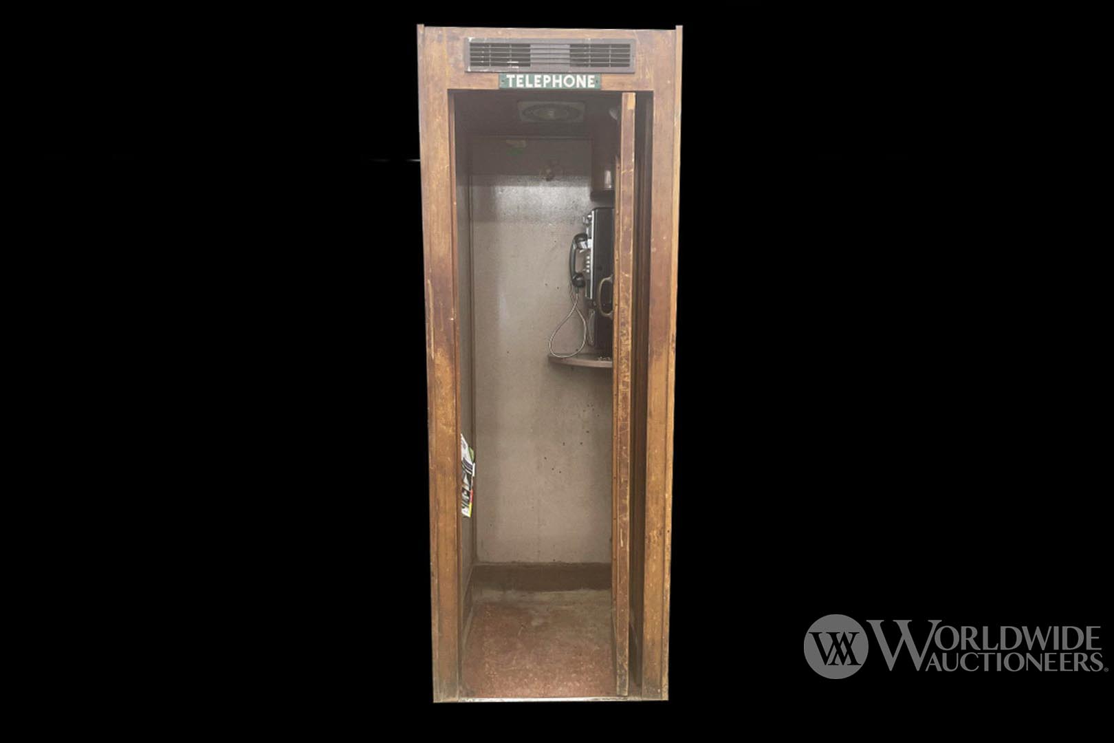 Antique Wooden Phone Booth and Phone