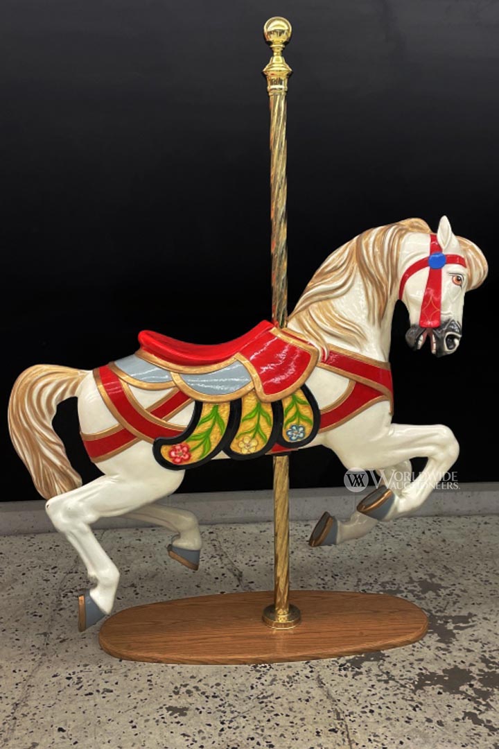 Carousel Horse on Brass Pole with Base