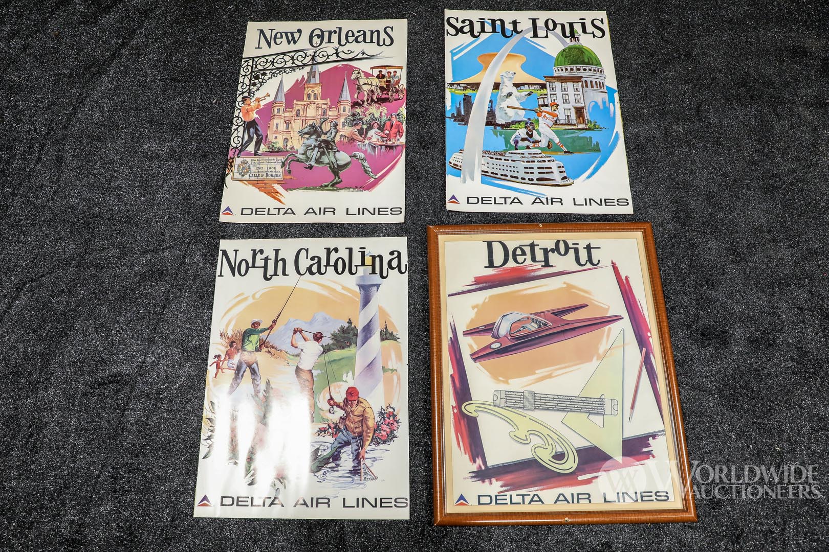 Set of Four Early 1960s Delta Air Lines Travel Posters