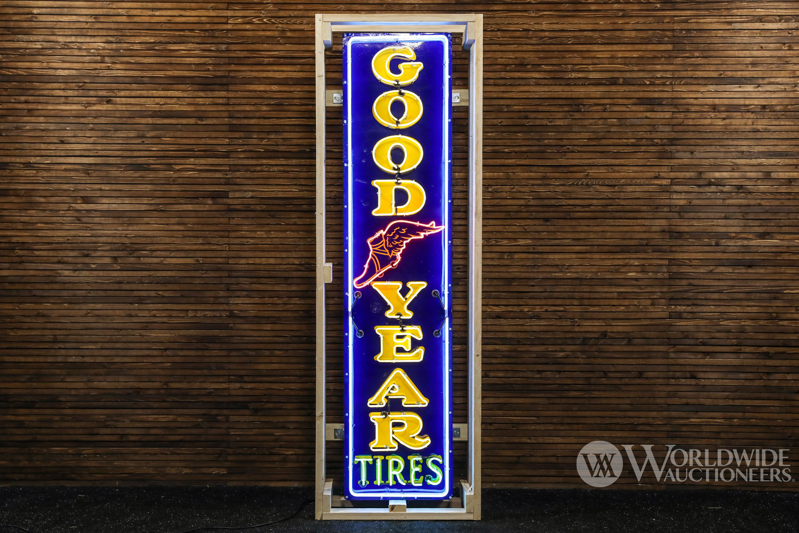 Goodyear Tires Vertical Single-Sided Porcelain Neon Sign