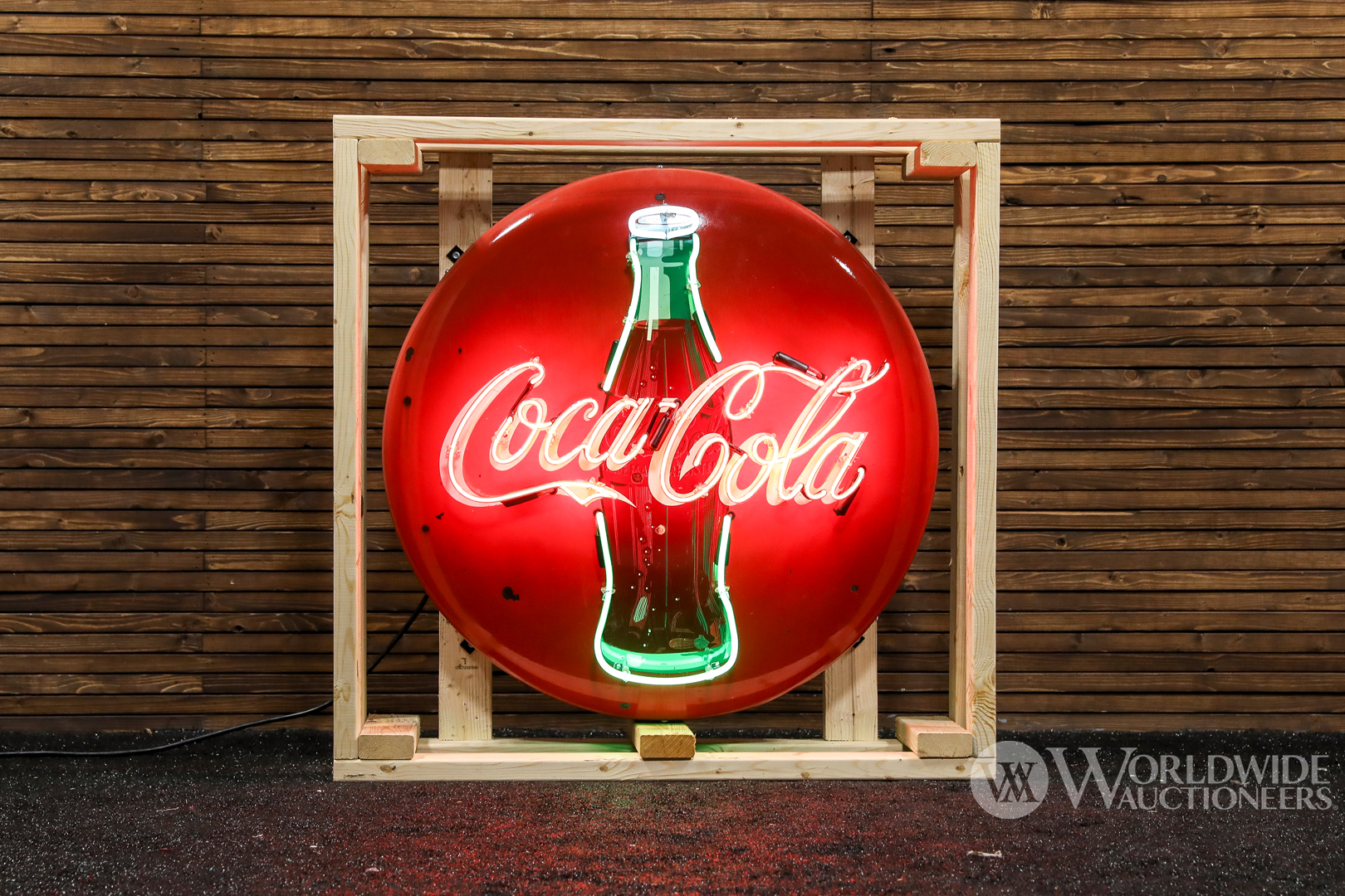 1950s Coca-Cola Button Porcelain Neon Sign