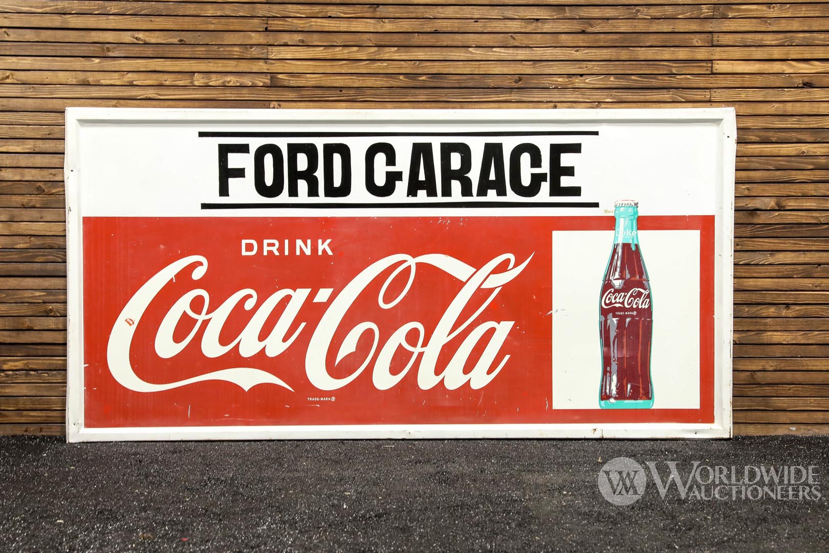 Coca-Cola/Ford Garage Single-Sided Tin Sign