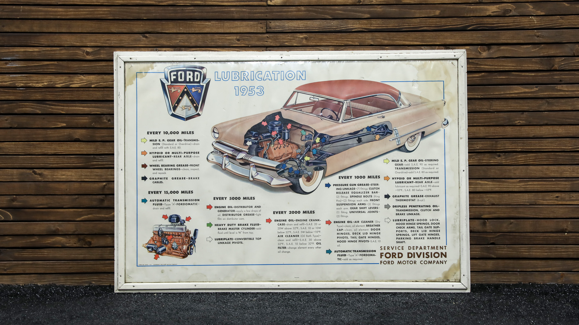 1953 Ford Passenger Car Lubric ation Poster – Framed